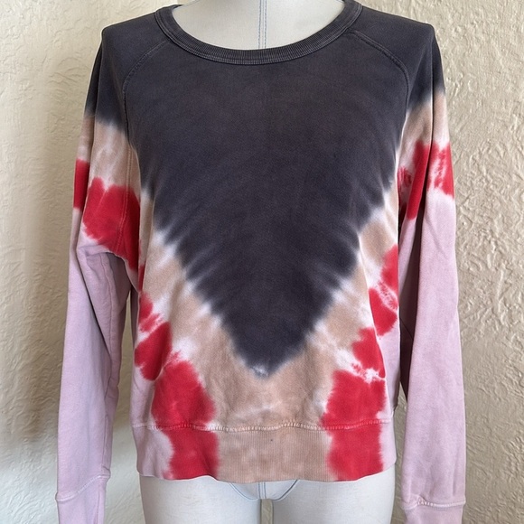 Daydreamer Flying V Tie Dye Varsity Crew Sweatshirt Red Pink Tan Blue Gray Small - Picture 5 of 11